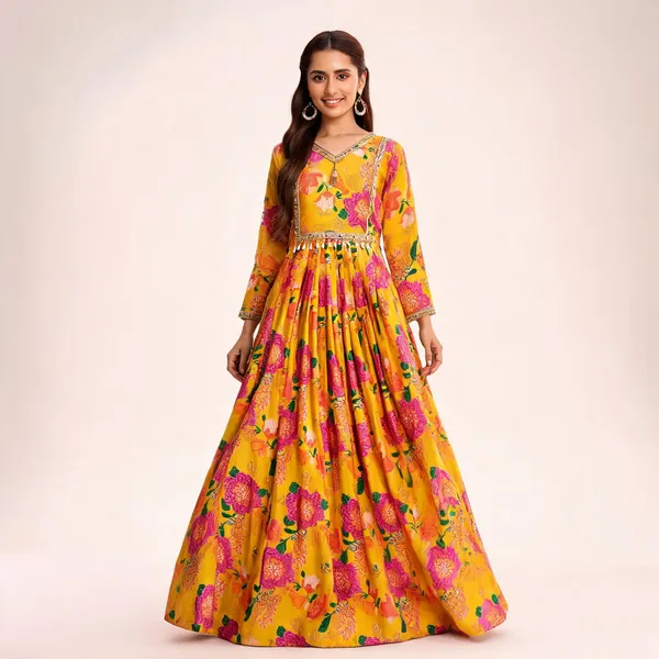 Yellow_Vichitra_Silk_Flared_Anarkali_Embroidered_Gown_For_Women