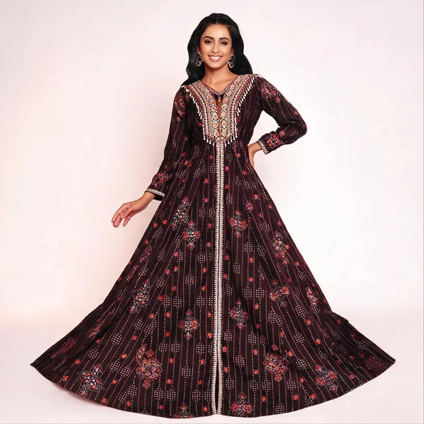 Coffee_Chinon_Flared_Anarkali_Embroidered_Gown_For_Women