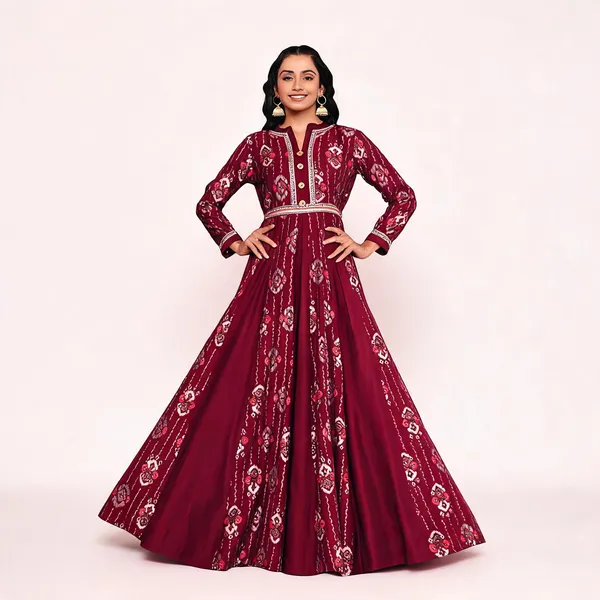 Maroon_Georgette_Bralin_Print_Flared_Anarkali_Gown_For_Women