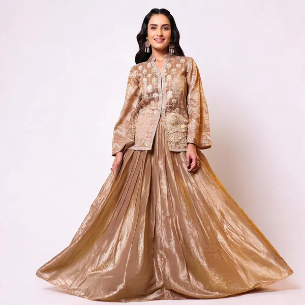 Gold_Crush_Fabric_Embroidered_Lehenga_Choli_Top_Skirt_Set_For_Women