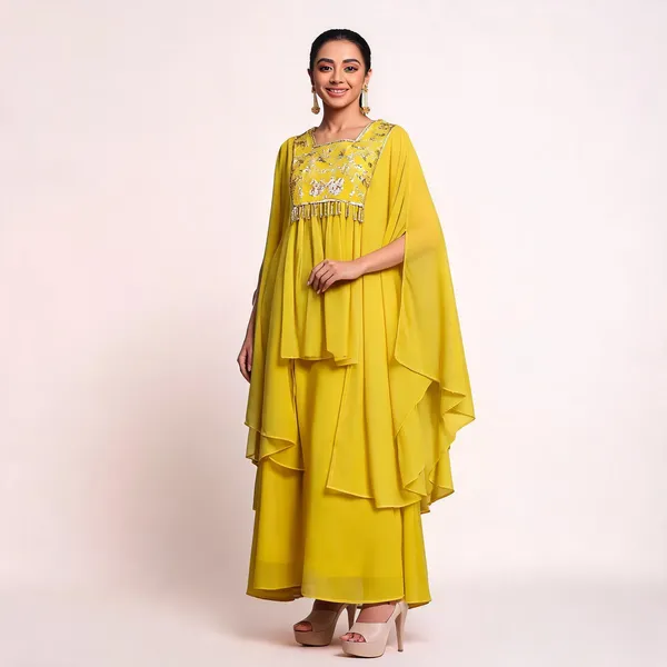 Yellow_Georgette_Embroidered_Kaftan_Top_Palazzo_Set_For_Women