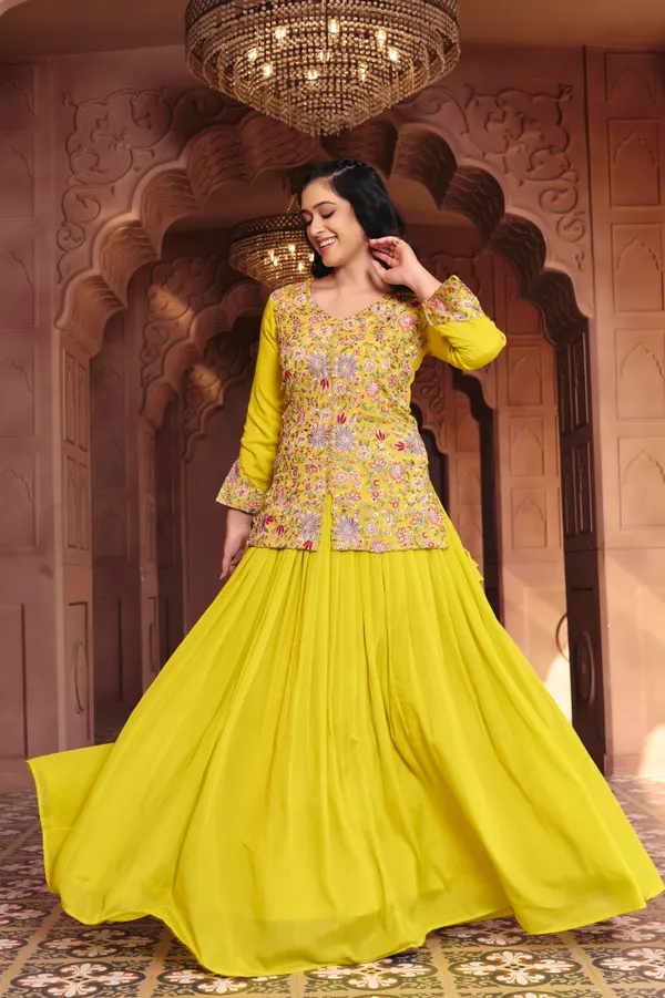 Yellow_Georgette_Chinon_Embroidered_Lehenga_Choli_Set_For_Women