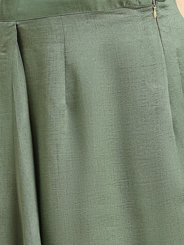 Green_Chinon_Chiffon_Vichitra_Silk_Embroidered_Crop_Top_Dhoti_Skirt_Koti_Set_For_Women