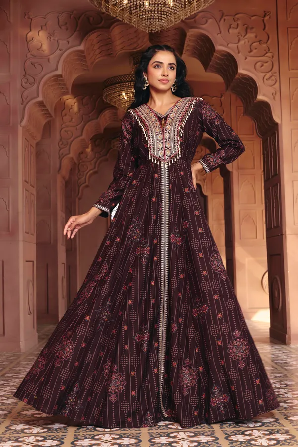 Coffee_Chinon_Flared_Anarkali_Embroidered_Gown_For_Women