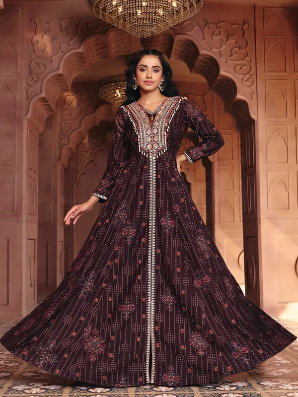 Coffee_Chinon_Flared_Anarkali_Embroidered_Gown_For_Women