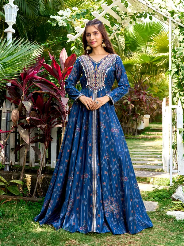 Blue_Georgette_Embroidered_Gown_For_Women