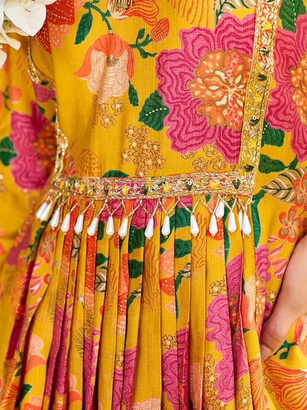 Yellow_Vichitra_Silk_Flared_Anarkali_Embroidered_Gown_For_Women