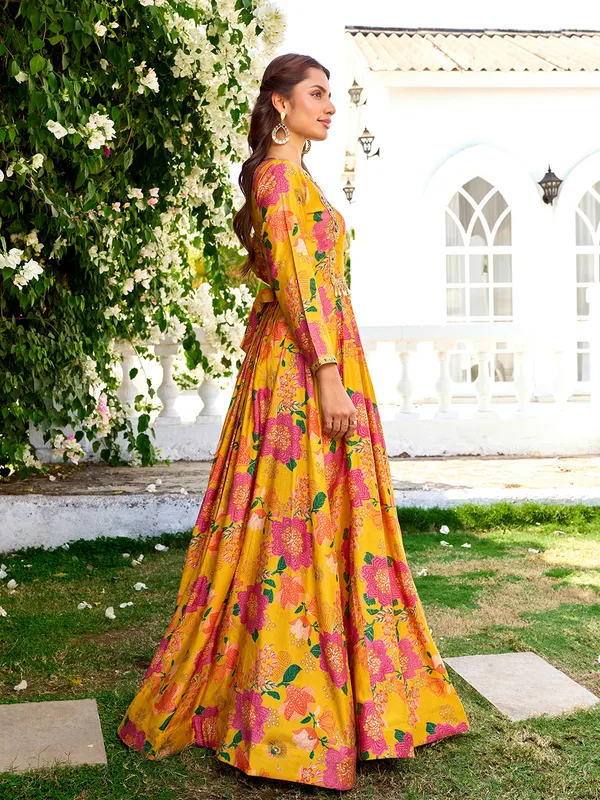 Yellow_Vichitra_Silk_Flared_Anarkali_Embroidered_Gown_For_Women