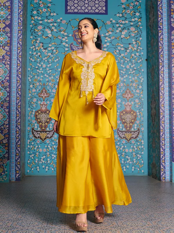 Yellow_Rangoli_Silk_Embroidered_Kurta_Palazzo_Set_For_Women