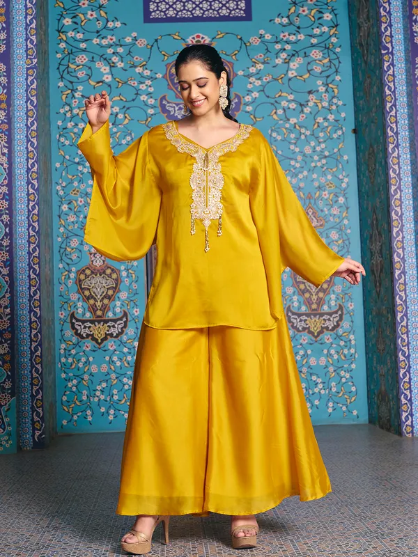 Yellow_Rangoli_Silk_Embroidered_Kurta_Palazzo_Set_For_Women
