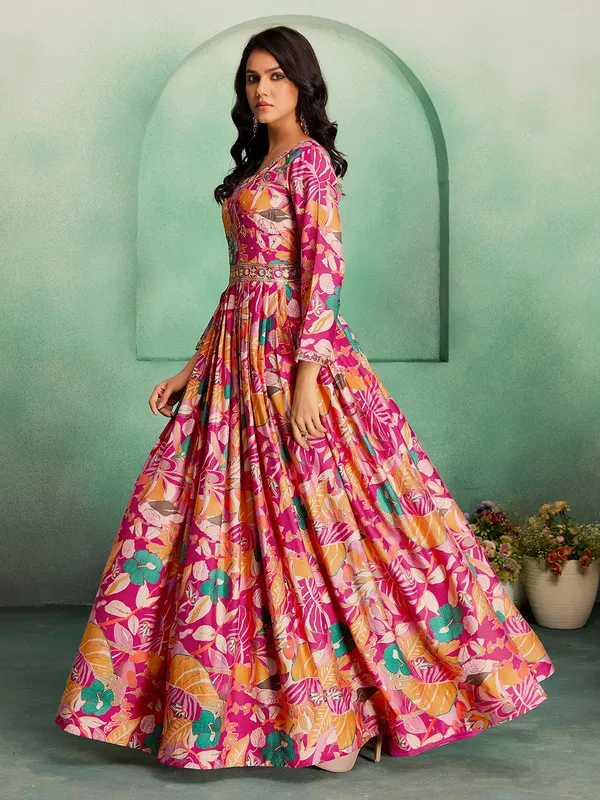 Pink_Rayon_Embroidered_Kurti_Pant_Set_For_Women