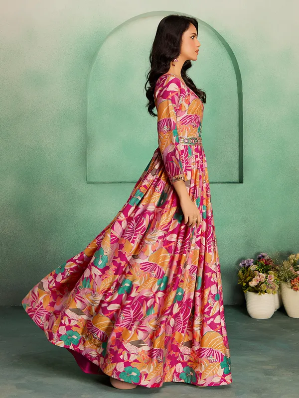 Pink_Rayon_Embroidered_Kurti_Pant_Set_For_Women