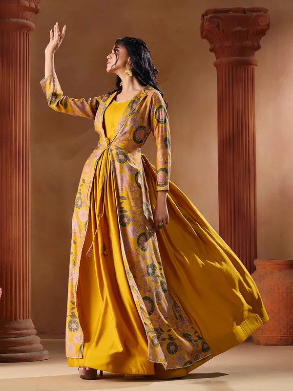 Yellow_Vatican_Print_Jacket_Style_Indo_Western_Gown_For_Women