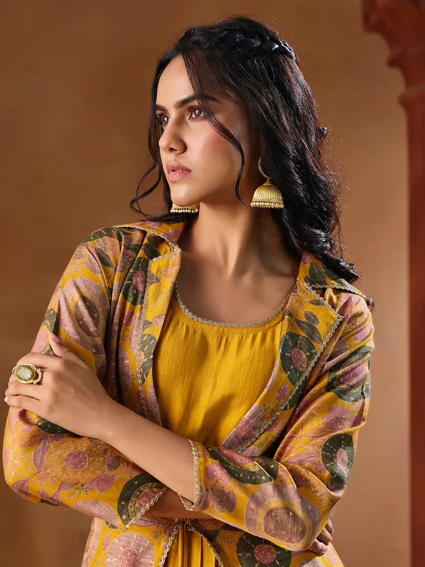 Yellow_Vatican_Print_Jacket_Style_Indo_Western_Gown_For_Women