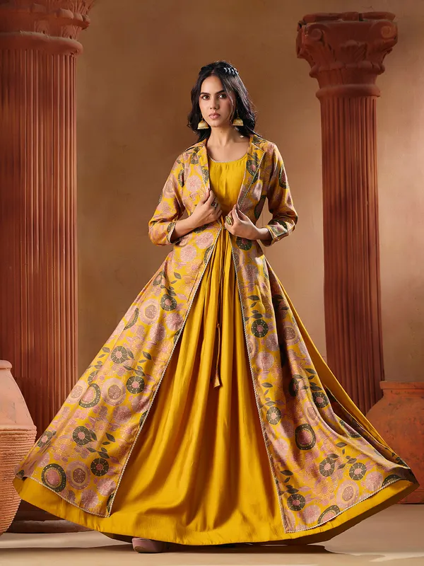 Yellow_Vatican_Print_Jacket_Style_Indo_Western_Gown_For_Women