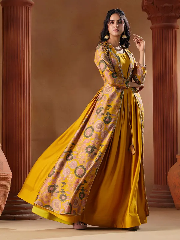 Yellow_Vatican_Print_Jacket_Style_Indo_Western_Gown_For_Women