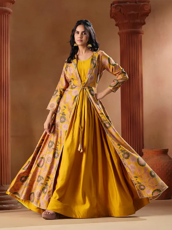 Yellow_Vatican_Print_Jacket_Style_Indo_Western_Gown_For_Women