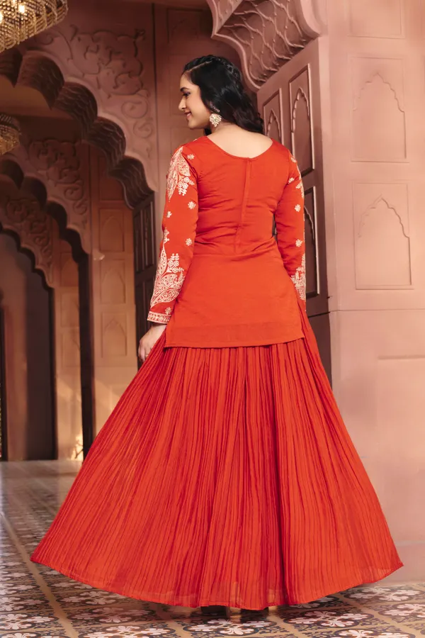 Orange_Vichitra_Silk_Embroidered_Gown_For_Women