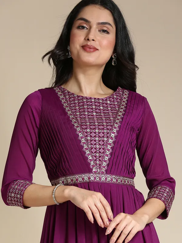 Maroon_Chinon_Chiffon_Flared_Embroidered_Gown_For_Women