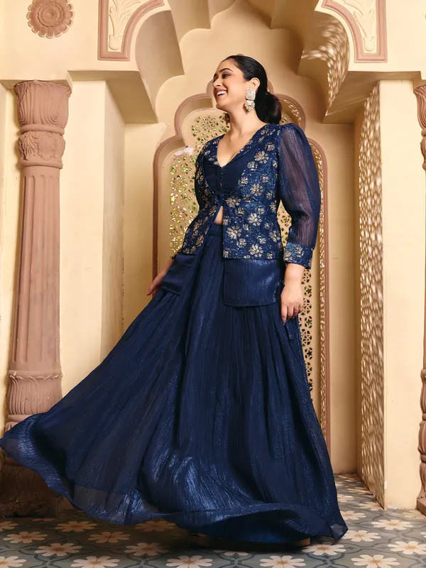 Royal_Blue_Rayon_Vichitra_Embroidered_Choli_Skirt_Set_For_Women
