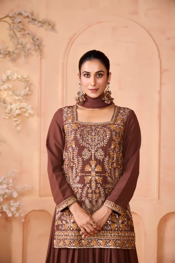 Red_Georgette_Embroidered_Skirt_Top_Dupatta_Set_For_Women