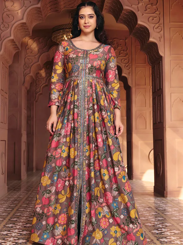 Coffee_Georgette_Flared_Anarkali_Embroidered_Gown_For_Women