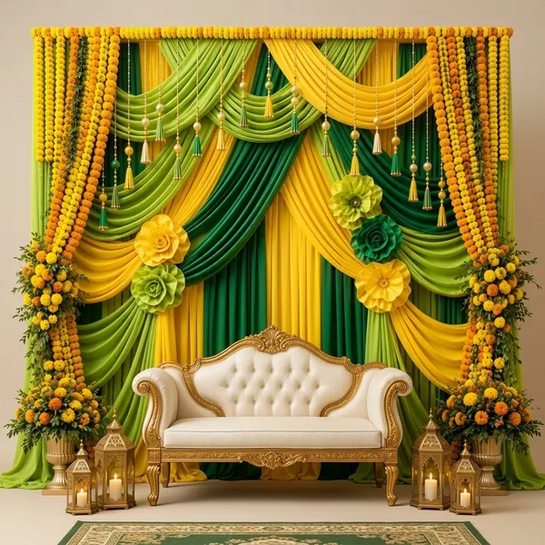 Yellow_Green_Floral_Tassel_Haldi_Backdrop_Drape_Set