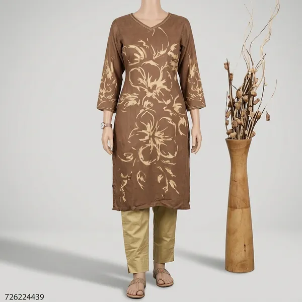 Elegant_Brown_Floral_Printed_Women_Kurti