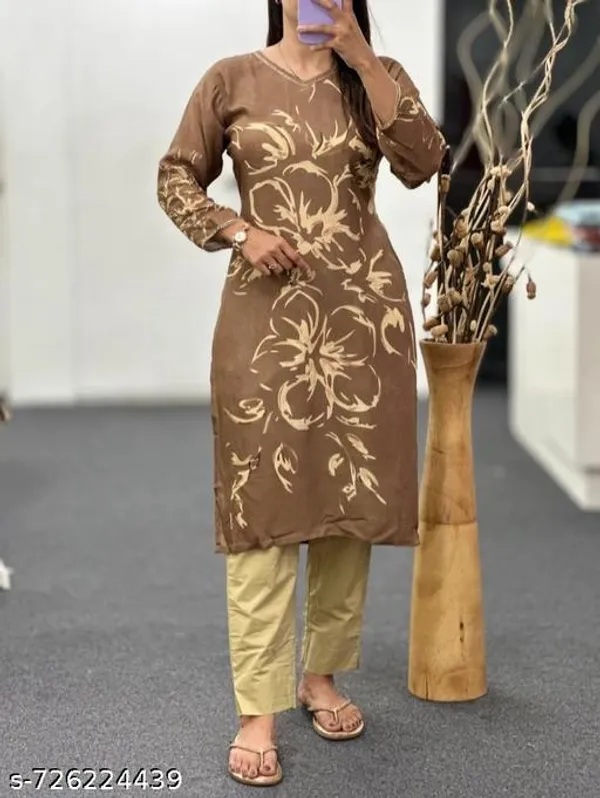 Elegant_Brown_Floral_Printed_Women_Kurti