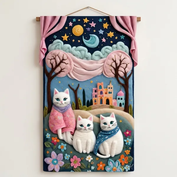 Whimsical_Cat_Family_Fantasy_Backdrop_|_Dreamy_Night_Sky_Cartoon_Theme
