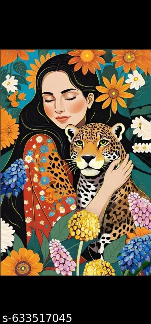 Floral_Artistic_Woman_&_Leopard_Backdrop_5X8_Ft_Vibrant_Illustrated_Design