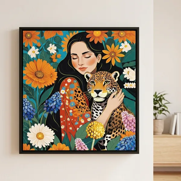 Floral_Artistic_Woman_&_Leopard_Backdrop_5X8_Ft_Vibrant_Illustrated_Design