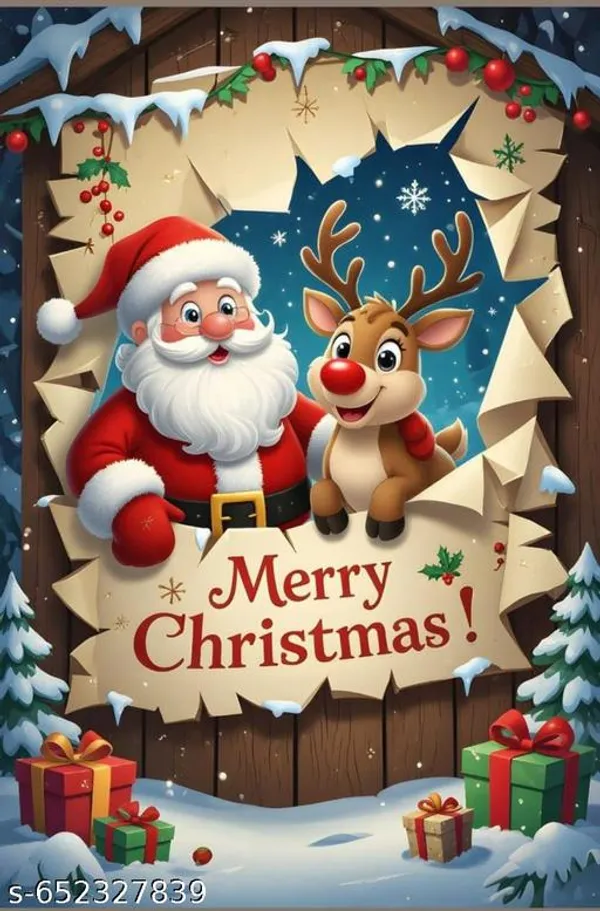 Cute_Santa_&_Reindeer_Merry_Christmas_Backdrop_8X5Ft_|_Premium_Blend_Cloth