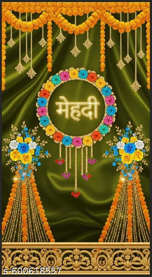 Mehendi_Backdrop_5X5_Ft_|_Royal_Green_Satin