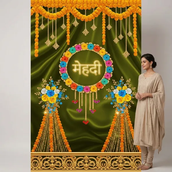 Mehendi_Backdrop_5X5_Ft_|_Royal_Green_Satin