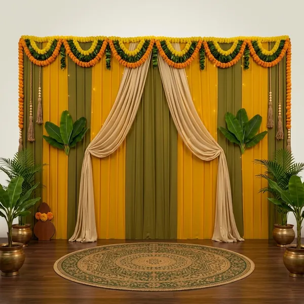 Premium_Haldi_Ceremony_Decoration_Backdrop_Wall_Cloth_With_Yellow_Olive_Green