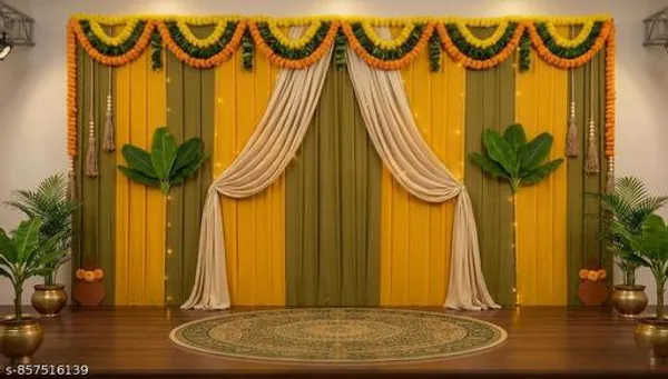 Premium_Haldi_Ceremony_Decoration_Backdrop_Wall_Cloth_With_Yellow_Olive_Green