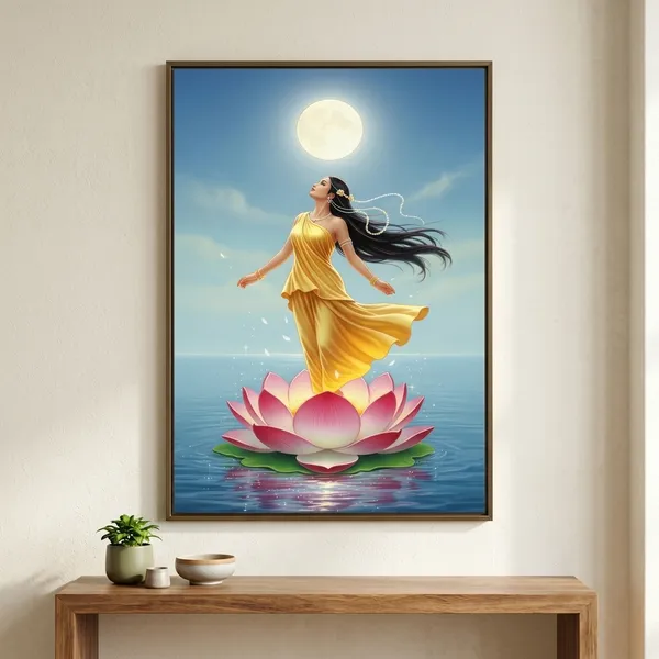 Divine_Goddess_On_Lotus_Backdrop_5X8_Ft_Moonlight_Water_Theme