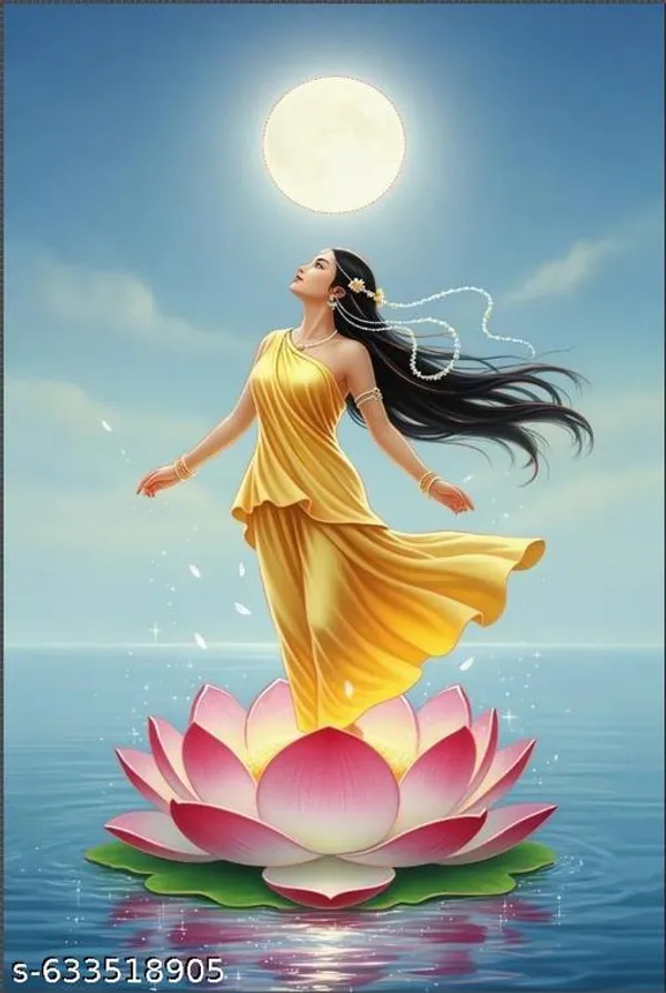 Divine_Goddess_On_Lotus_Backdrop_5X8_Ft_Moonlight_Water_Theme