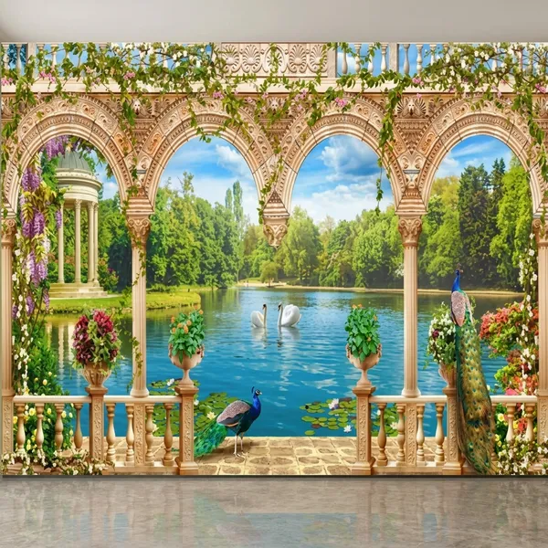 Royal_Garden_Lake_View_Peacock_Backdrop_5X8_Ft_|_Premium_Blend_Washable_Cloth