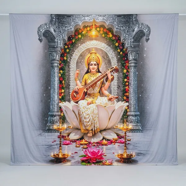Divine_Goddess_Saraswati_Lotus_Seated_Premium_Religious_Backdrop_5X8_Ft