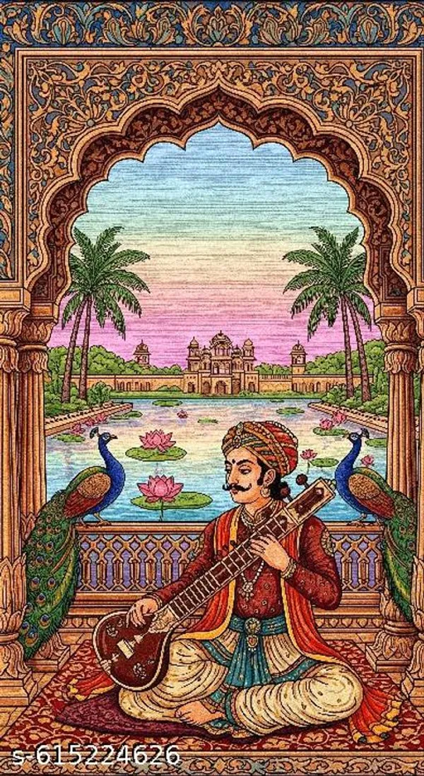Royal_Sitar_Musician_Backdrop_|_8X5_Ft_Washable_Cloth