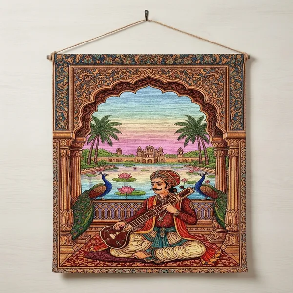Royal_Sitar_Musician_Backdrop_|_8X5_Ft_Washable_Cloth