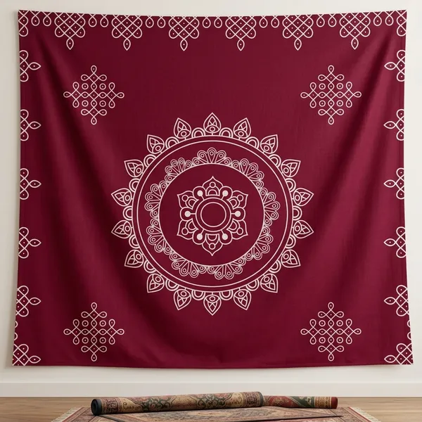 Elegant_White_Intricate_Circular_Mandala_Backdrop_On_Deep_Red_Background_With