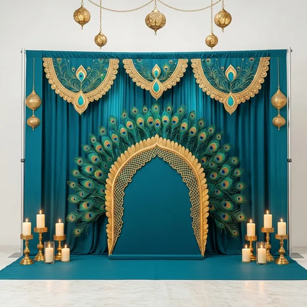 Premium_Royal_Peacock_Feather_Temple_Arch_Backdrop_5X8Ft_Size_Luxury_Teal_Blue_&