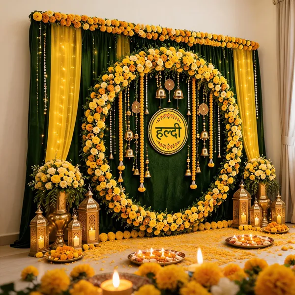 Yellow_Green_Floral_Haldi_Ceremony_Backdrop_Decor_Set