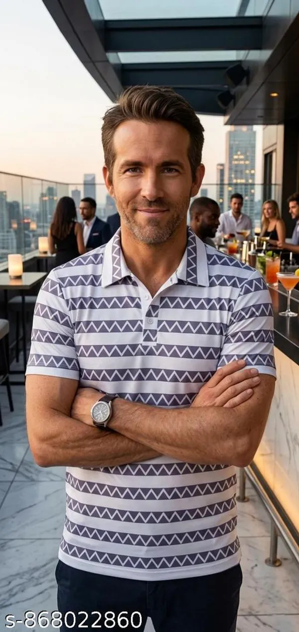 Mens_Blend_Cotton_Navy_Blue_&_White_Zigzag_Stripe_Printed_Polo_T_Shirt_For