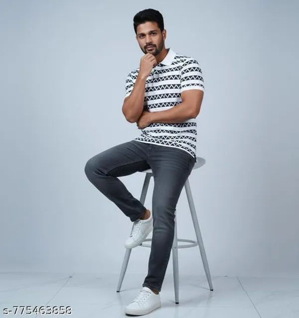 Premium_Mens_Black_&_White_Zigzag_Printed_Polo_T-Shirt