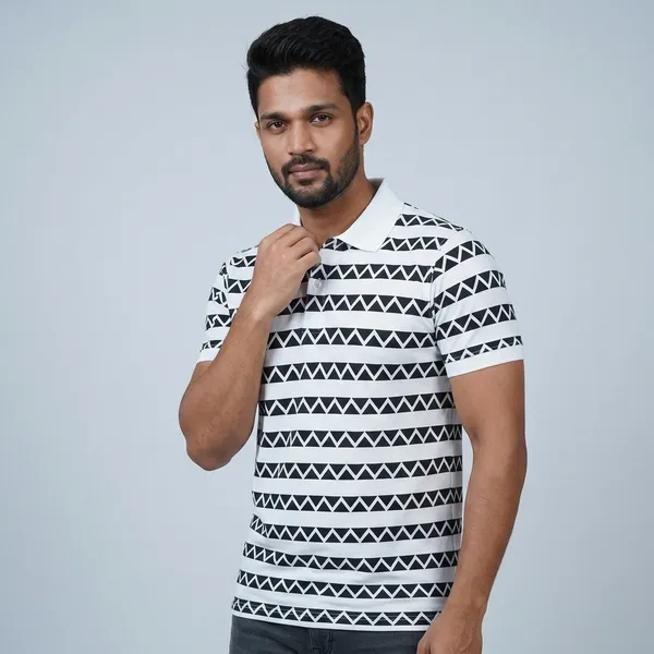 Premium_Mens_Black_&_White_Zigzag_Printed_Polo_T-Shirt