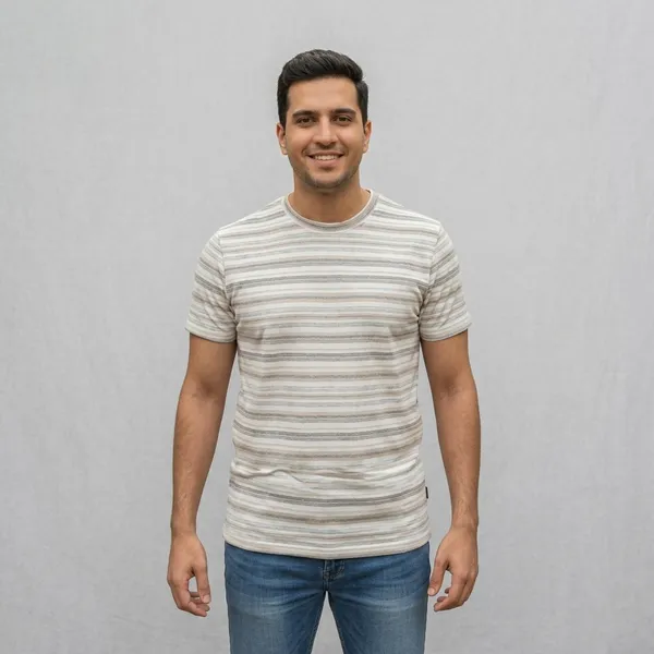 Premium_Cream_&_Light_Brown_Multi-Stripe_Mens_Casual_T-Shirt